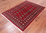 Red Bokhara Hand-Knotted Wool Rug - 4' 1" X 6' 0"