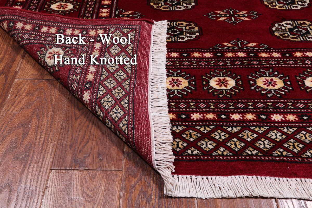 Red Bokhara Hand-Knotted Wool Rug - 4' 1" X 6' 0"