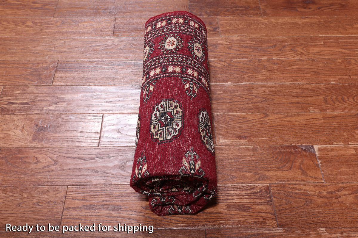 Red Bokhara Hand-Knotted Wool Rug - 4' 1" X 6' 0"
