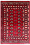 Red Bokhara Hand-Knotted Wool Rug - 4' 1" X 6' 0"