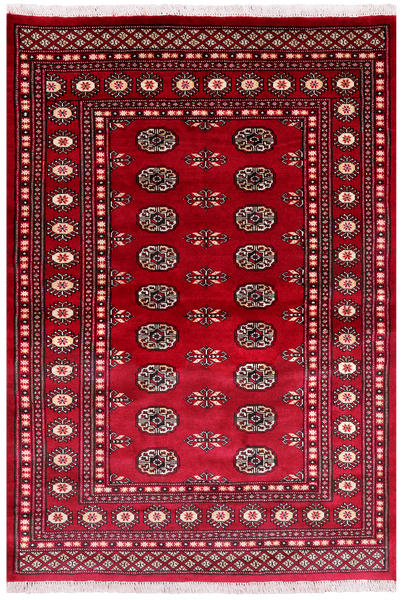 Red Bokhara Hand-Knotted Wool Rug - 4' 1" X 6' 0"
