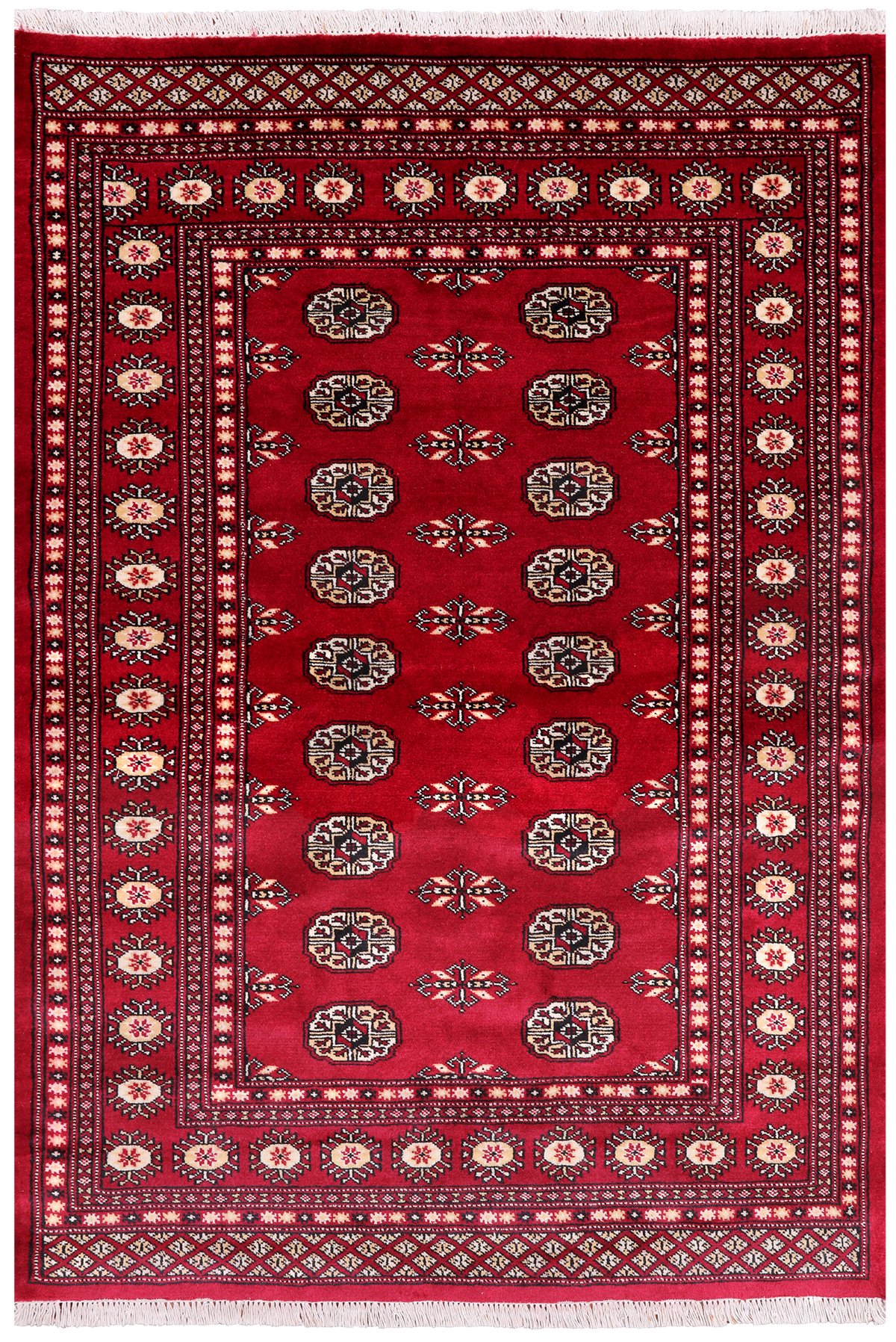 Red Bokhara Hand-Knotted Wool Rug - 4' 1" X 6' 0"