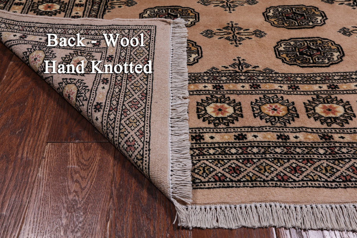 Ivory Bokhara Handmade Wool Rug - 4' 1" X 6' 3"