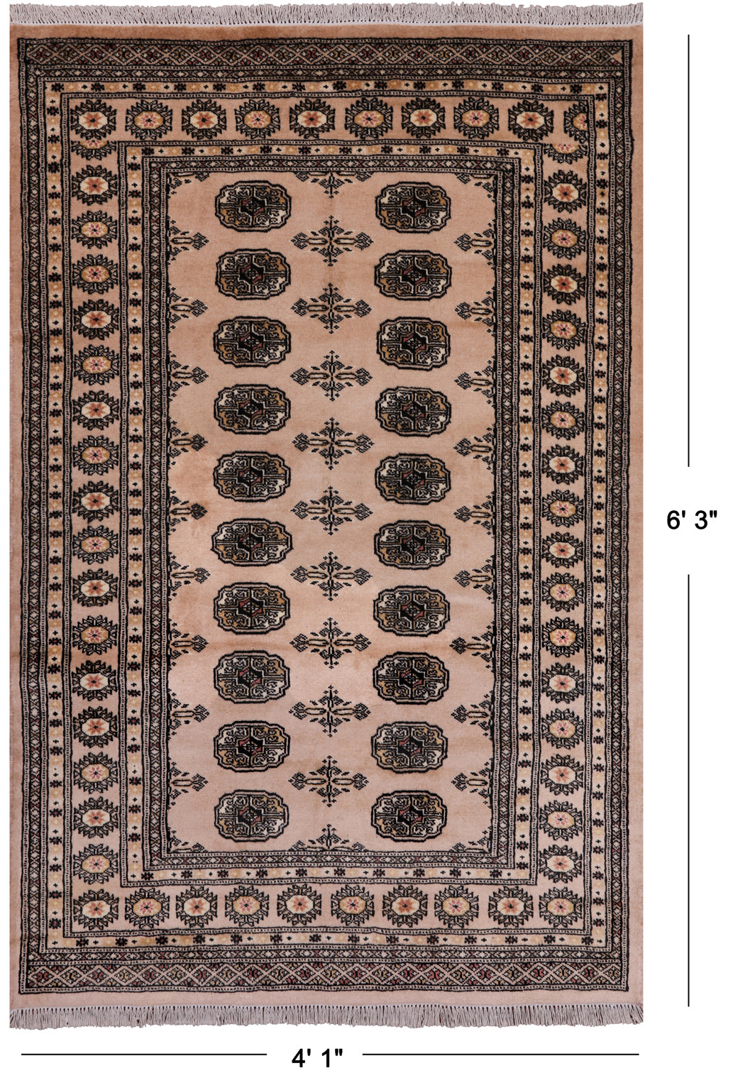 Ivory Bokhara Handmade Wool Rug - 4' 1" X 6' 3"