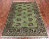 Green Bokhara Handmade Wool Rug - 4' 0" X 6' 0"