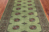Green Bokhara Handmade Wool Rug - 4' 0" X 6' 0"