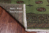 Green Bokhara Handmade Wool Rug - 4' 0" X 6' 0"