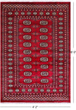 Red Bokhara Hand Knotted Wool Rug - 4' 2" X 6' 0"