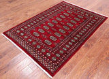 Red Bokhara Hand Knotted Wool Rug - 4' 2" X 6' 0"