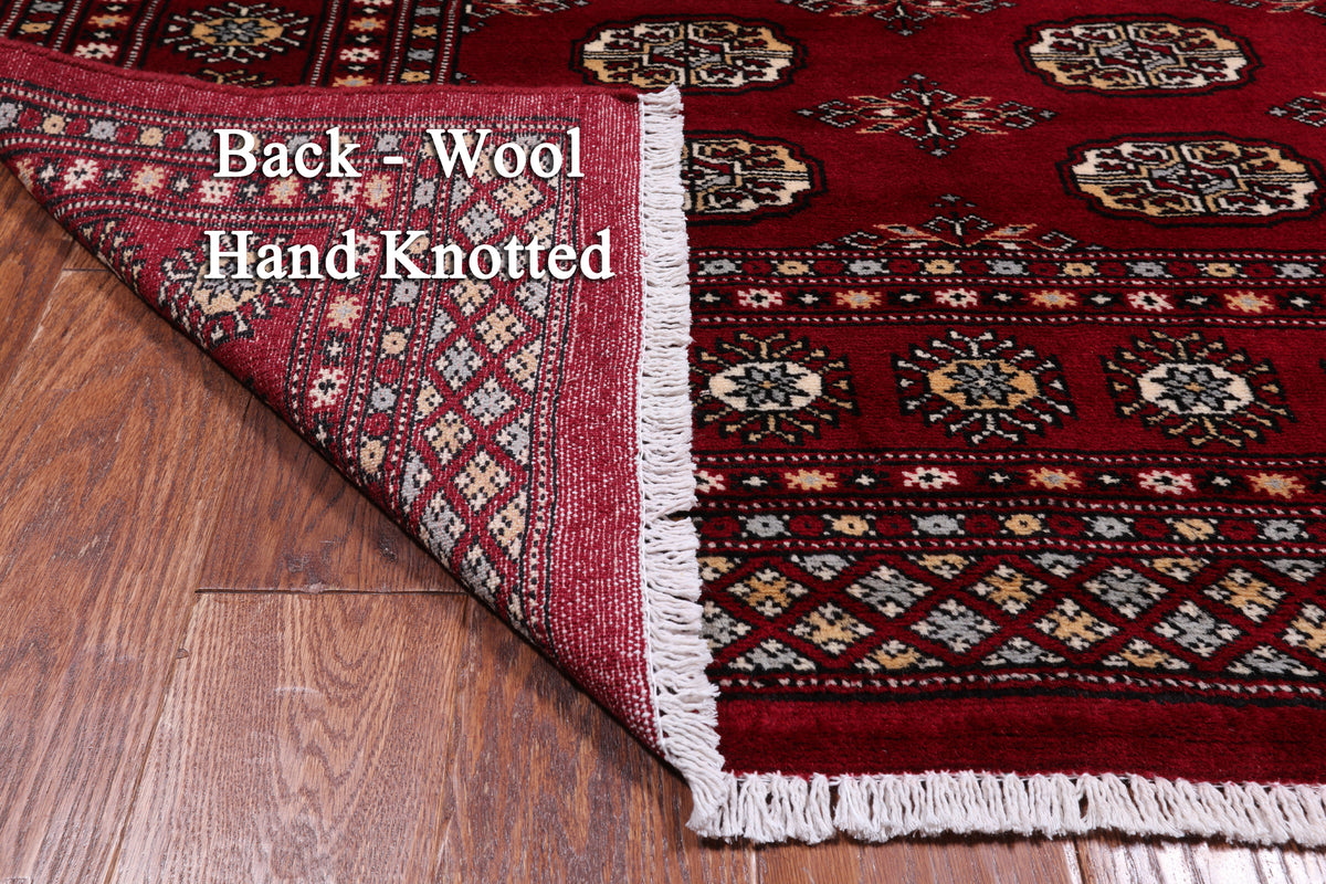 Red Bokhara Hand Knotted Wool Rug - 4' 2" X 6' 0"