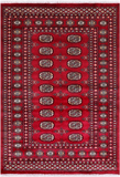 Red Bokhara Hand Knotted Wool Rug - 4' 2" X 6' 0"