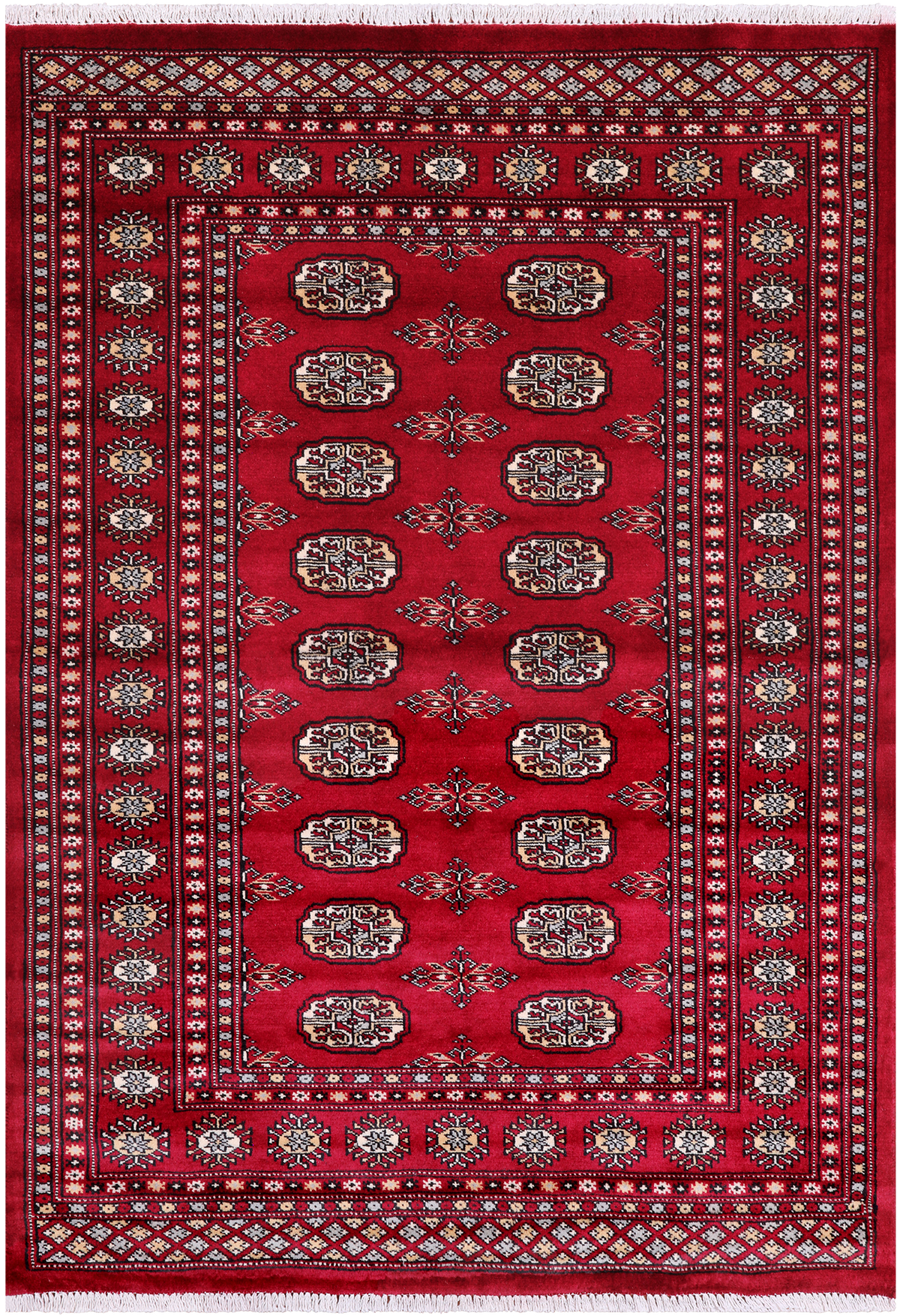 Red Bokhara Hand Knotted Wool Rug - 4' 2" X 6' 0"
