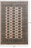 Ivory Bokhara Handmade Wool Rug - 4' 6" X 7' 0"
