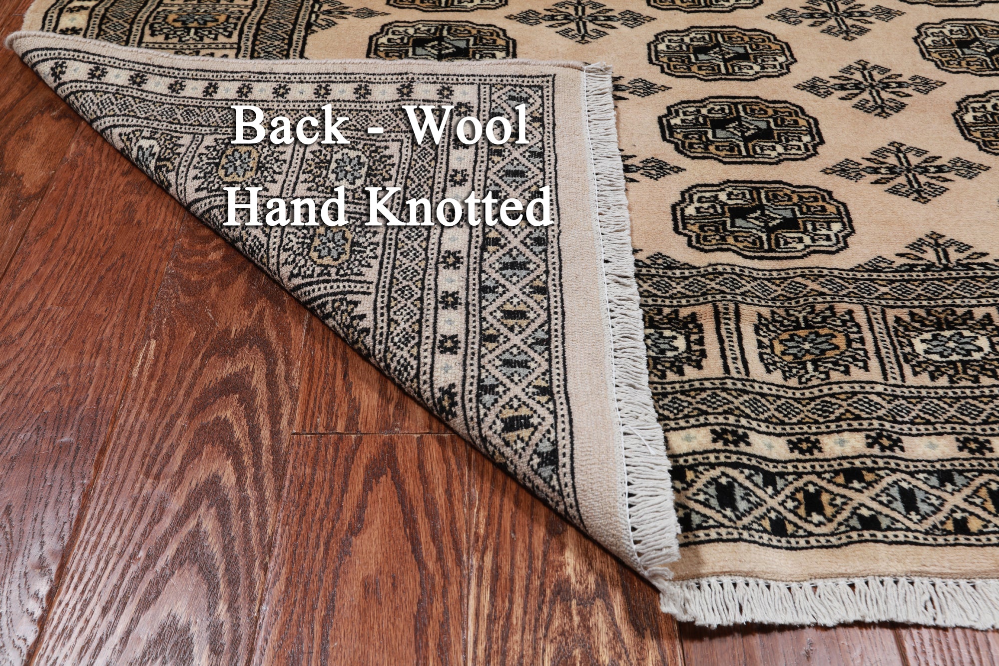 Ivory Bokhara Handmade Wool Rug - 4' 6" X 7' 0"