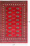 Red Bokhara Handmade Wool Rug - 4' 7" X 7' 3"