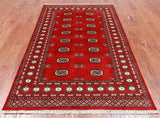 Red Bokhara Handmade Wool Rug - 4' 7" X 7' 3"