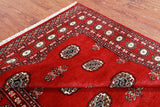 Red Bokhara Handmade Wool Rug - 4' 7" X 7' 3"