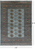 Grey Bokhara Hand-Knotted Wool Rug - 4' 6" X 6' 3"