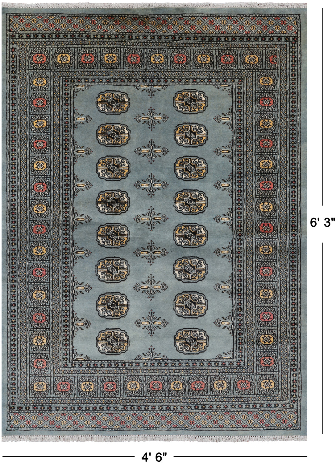 Grey Bokhara Hand-Knotted Wool Rug - 4' 6" X 6' 3"