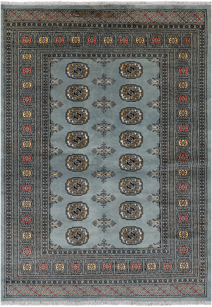 Grey Bokhara Hand-Knotted Wool Rug - 4' 6" X 6' 3"