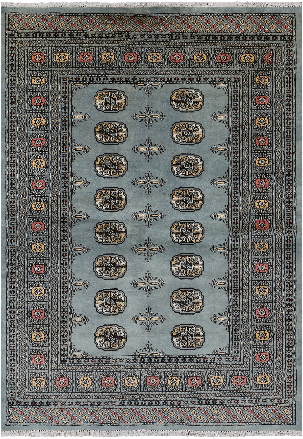 Grey Bokhara Hand-Knotted Wool Rug - 4' 6" X 6' 3"
