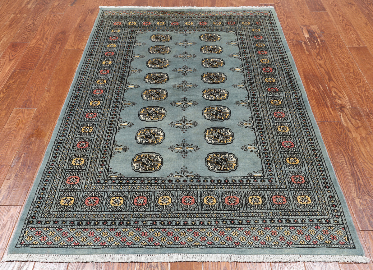 Grey Bokhara Hand-Knotted Wool Rug - 4' 6" X 6' 3"