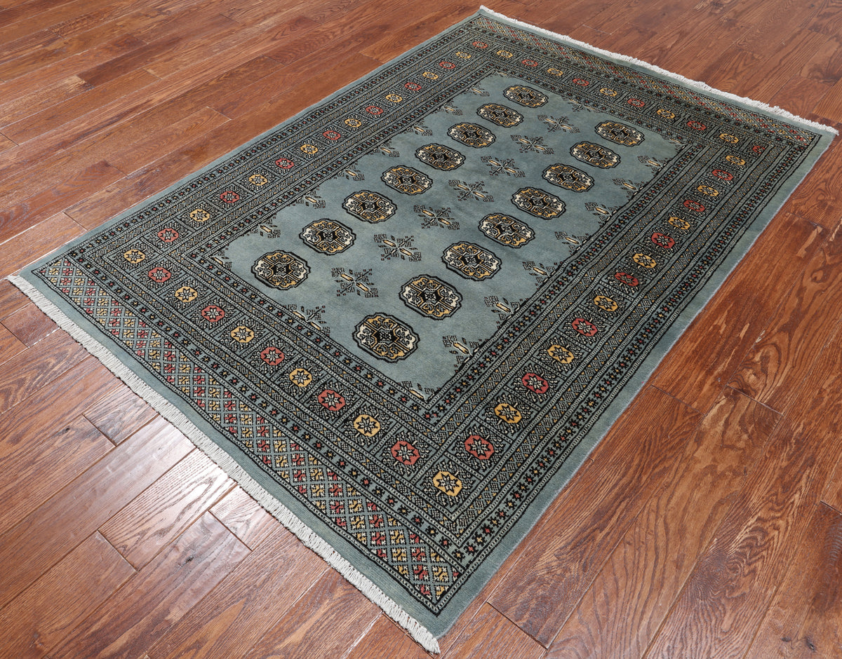 Grey Bokhara Hand-Knotted Wool Rug - 4' 6" X 6' 3"