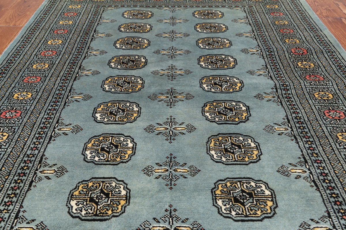 Grey Bokhara Hand-Knotted Wool Rug - 4' 6" X 6' 3"