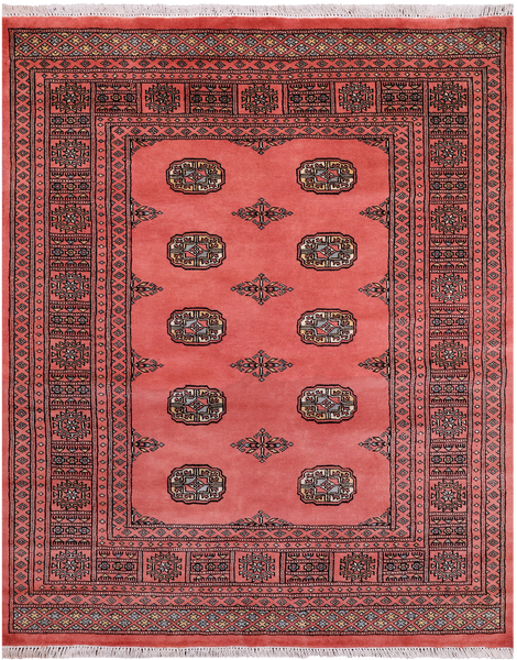 Pink Bokhara Hand Knotted Wool Rug - 4' 8" X 5' 9"