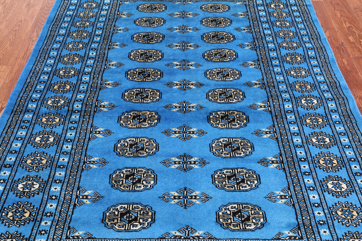 Blue Bokhara Handmade Wool Rug - 4' 7" X 6' 7"