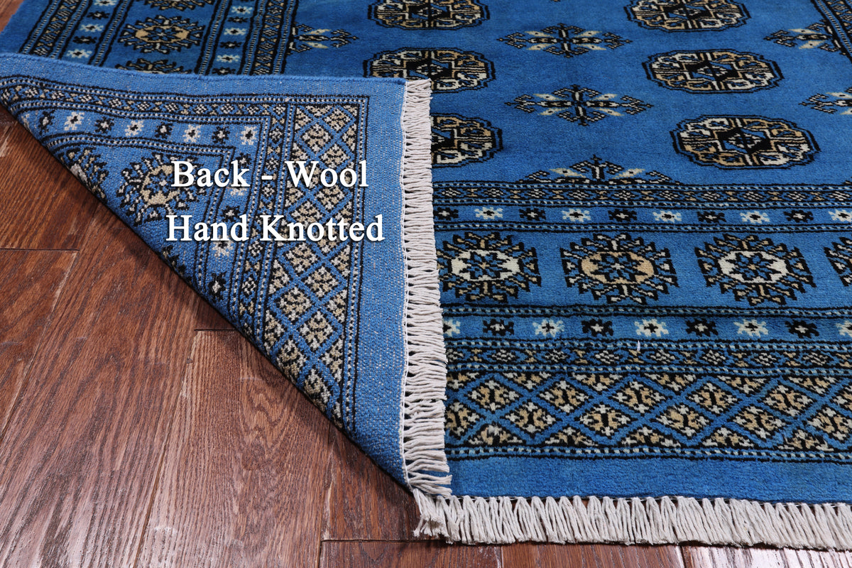Blue Bokhara Handmade Wool Rug - 4' 7" X 6' 7"
