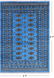 Blue Bokhara Handmade Wool Rug - 4' 7" X 6' 7"