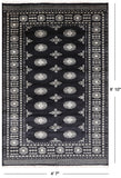 Black Bokhara Hand Knotted Wool Rug - 4' 7" X 6' 10"