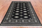 Black Bokhara Hand Knotted Wool Rug - 4' 7" X 6' 10"