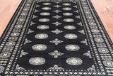 Black Bokhara Hand Knotted Wool Rug - 4' 7" X 6' 10"
