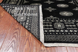 Black Bokhara Hand Knotted Wool Rug - 4' 7" X 6' 10"