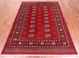 Red Bokhara Hand-Knotted Wool Rug - 4' 7" X 7' 0"