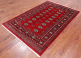 Red Bokhara Hand-Knotted Wool Rug - 4' 7" X 7' 0"