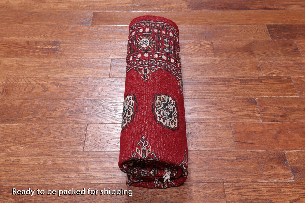 Red Bokhara Hand-Knotted Wool Rug - 4' 7" X 7' 0"