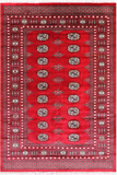 Red Bokhara Hand-Knotted Wool Rug - 4' 7" X 7' 0"