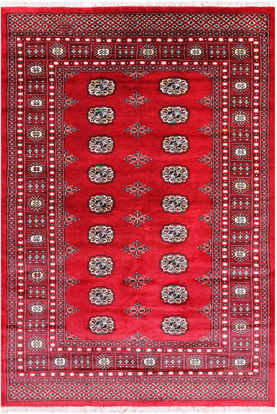 Red Bokhara Hand-Knotted Wool Rug - 4' 7" X 7' 0"