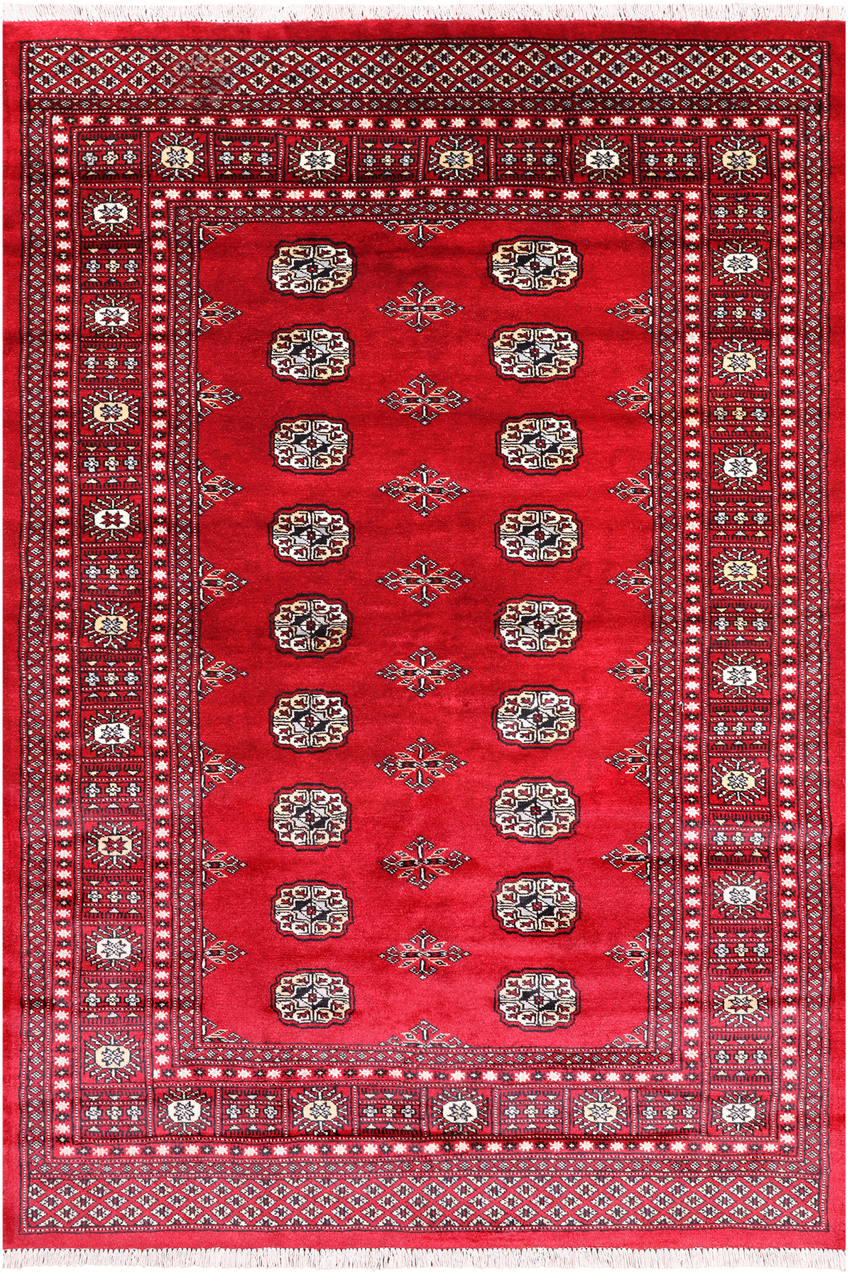 Red Bokhara Hand-Knotted Wool Rug - 4' 7" X 7' 0"