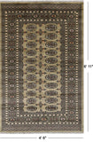 Green Bokhara Hand Knotted Wool Rug - 4' 6" X 6' 11"
