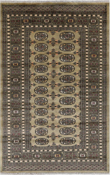 Green Bokhara Hand Knotted Wool Rug - 4' 6" X 6' 11"