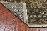 Green Bokhara Hand Knotted Wool Rug - 4' 6" X 6' 11"