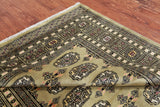 Green Bokhara Hand Knotted Wool Rug - 4' 6" X 6' 11"