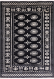 Black Bokhara Hand Knotted Wool Rug - 4' 7" X 6' 5"
