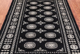 Black Bokhara Hand Knotted Wool Rug - 4' 7" X 6' 5"