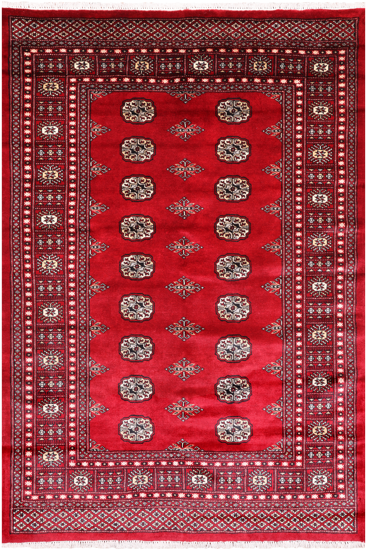 Red Bokhara Handmade Wool Rug - 4' 7" X 6' 9"