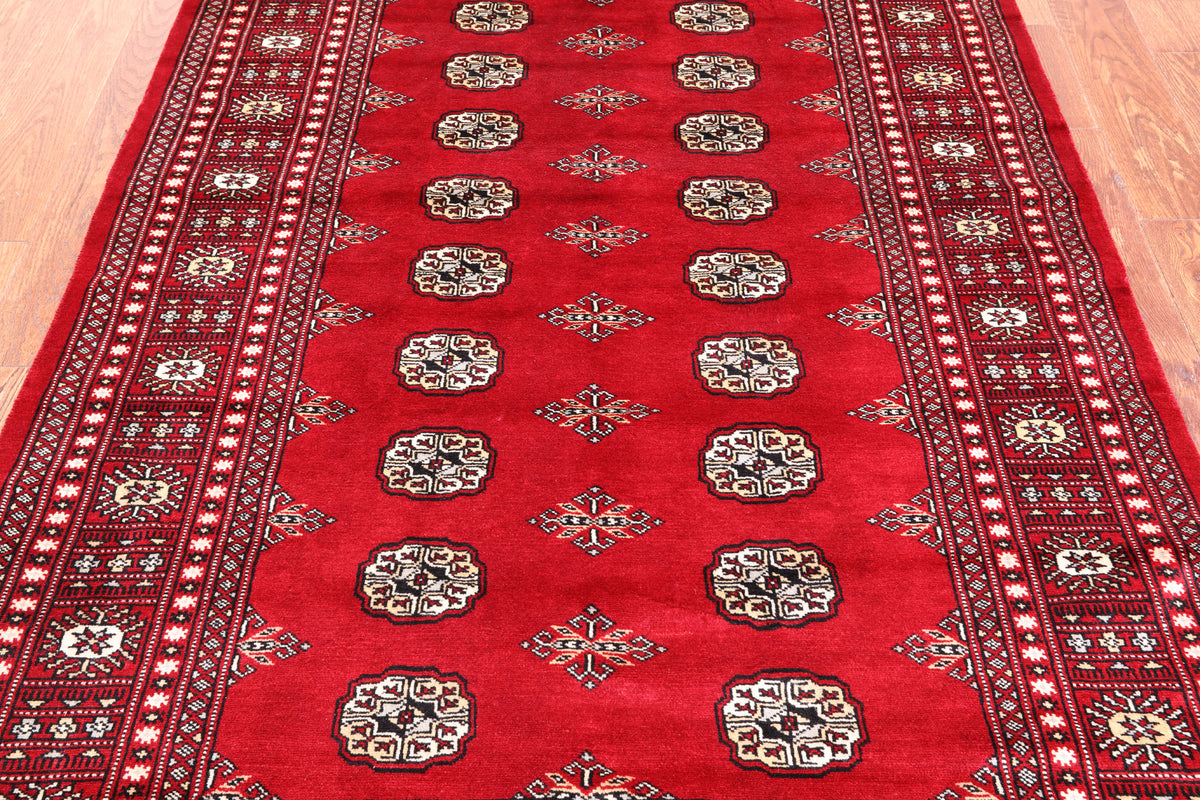 Red Bokhara Handmade Wool Rug - 4' 7" X 6' 9"